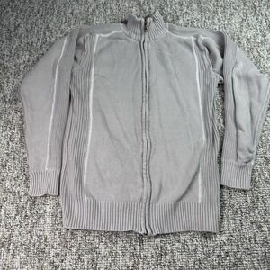 BKE Buckle Sweater Mens Medium Standard Fit Full Zip Knit Gray